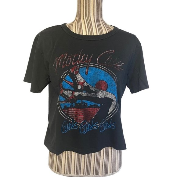 Daydreamer Tops - Daydreamer Motley Crew Girls Rebel Crop Tee SZ S